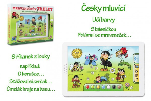 Mravenečkův tablet plast 30x20x2cm na baterie se zvukem