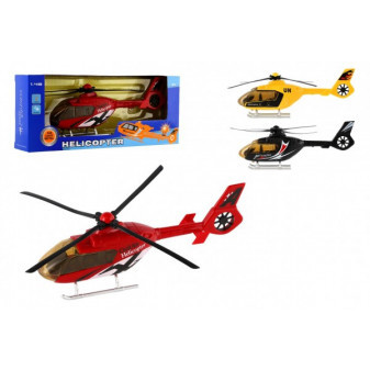 Vrtulník/Helikoptéra plast 23cm na baterie se světlem se zvukem 3 barvy 27x11x5cm