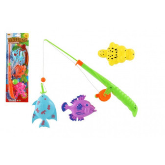 Hra ryby rybář magnetická plast 3ks+prut rybolov 34cm mix barev na kartě