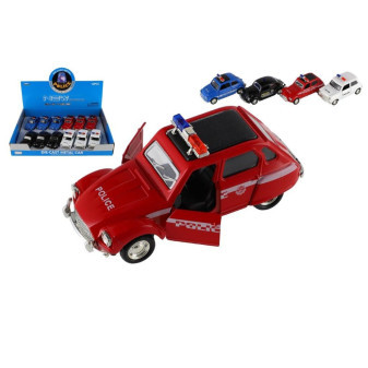 Auto policie retro 11cm kov/plast na zpětné natažení na baterie se světlem 4 druhy