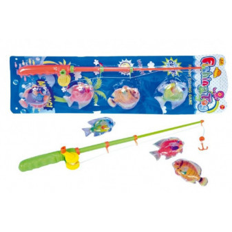 Hra ryby rybář magnetické plast 4ks+prut plast 44cm