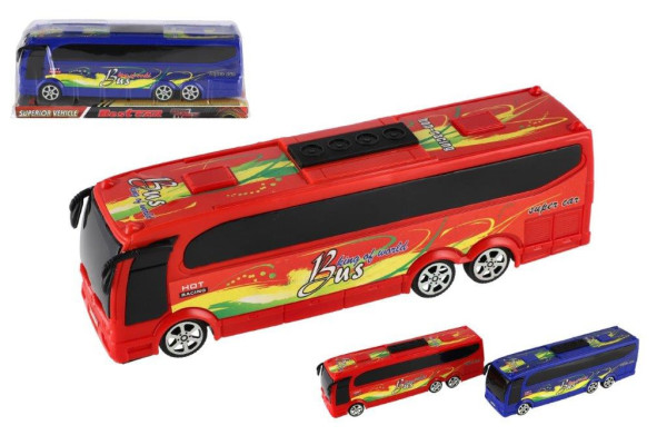 Autobus plast 25cm na setrvačník 2 barvy v krabičce