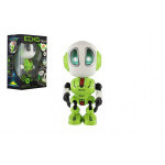 Robot ECHO opakující věty kovový 12cm zelený na baterie se zvukem se světlem v krabičce 10,5x15x5,5cm