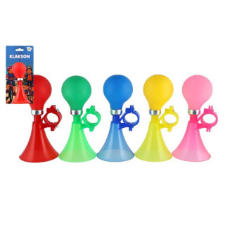 Klakson trumpeta na kolo 14cm 5 barev na kartě 10,5x22cm