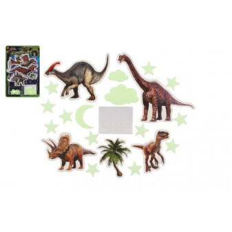 Dinosauři na zeď strop svítící ve tmě papír plast 2 druhy na kartě
