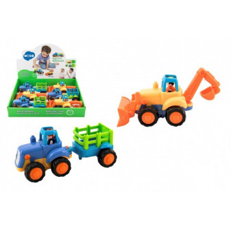 Traktor s vlekem Buldozer plast 16cm pro nejmenší na setrvačník