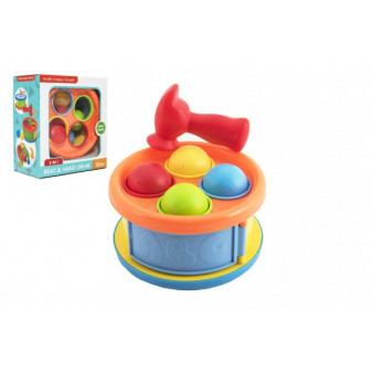 Zatloukačka Bubínek 17cm 2v1 plast s kladívkem s míčky 4ks