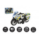 Motorka policejní 12cm kov plast na baterie se světlem se zvukem CZ