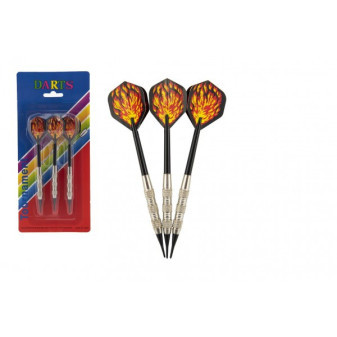 Házecí šipky 3ks kov plast 15cm s plamenem plastový hrot na kartě 11x25cm