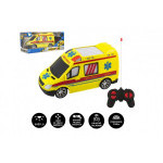 Auto RC ambulance plast 20cm na dálkové ovládání 27MHz na baterie se světlem v krabici 28x13x11c