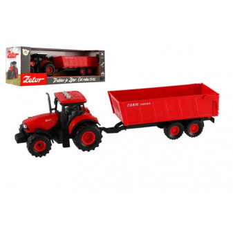 Traktor Zetor s valníkem plast 36cm na setrvačník na bat. se světlem se zvukem v krabici 39x13x13