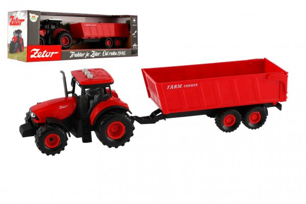 Traktor Zetor s valníkem plast 36cm na setrvačník na bat. se světlem se zvukem v krabici 39x13x13