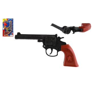 Revolver pistole na kapsle 8 ran plast 20cm na kartě 15x25x3cm