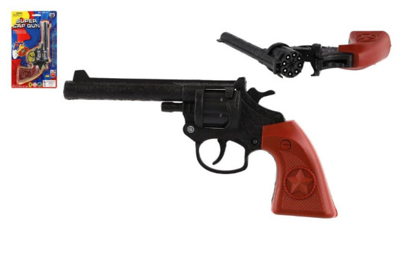 Revolver pistole na kapsle 8 ran plast 20cm na kartě 15x25x3cm