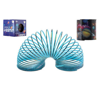 Spirála pružina vesmír plast průměr 6,5cm 2 barvy v krabičce 7x7x7cm