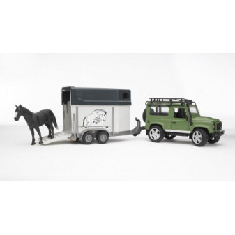 Bruder 2592 Land Rover + přepravník na koně přívěs s koněm 02592