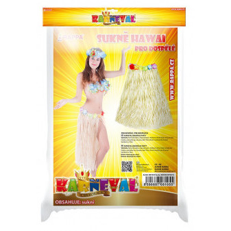 Sukně karnevalová Hawaii dospělá 72 cm přírodní
