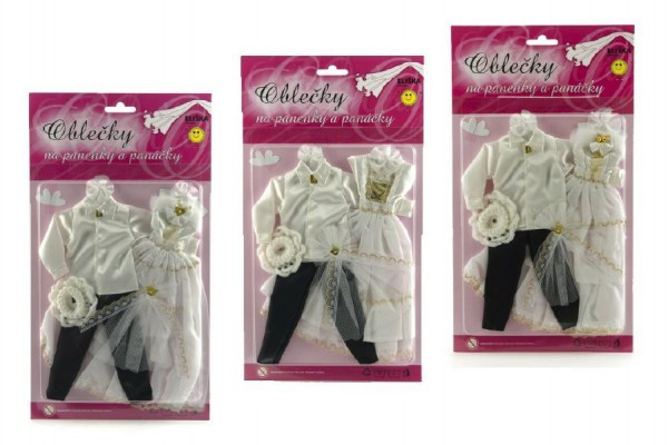 Šaty oblečky na panenky velikosti barbie svatební panenka a panáček