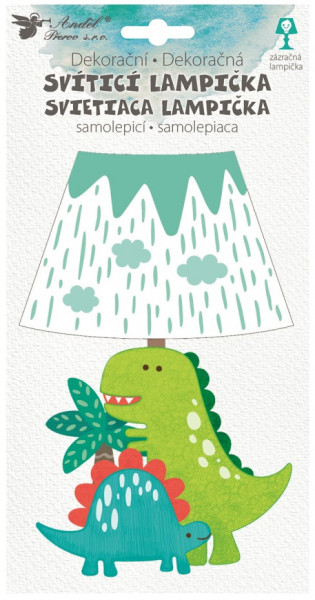 Anděl Lampička samolepicí svítící LED dinosaurus 19 cm