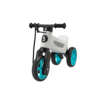 Odrážedlo FUNNY WHEELS Rider SuperSport bílé/tyrkys 2v1+popruh