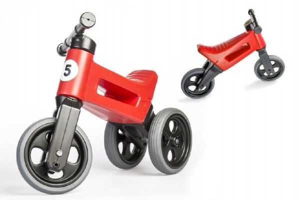 Odrážedlo červené FUNNY WHEELS NEW SPORT 2v1 výška sedadla nastavitelná 28 - 31cm nosnost 50 kg