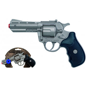 Policejní revolver kovový stříbrný kovový 8 ran na kapsle