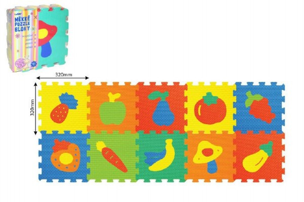 Měkké bloky  soft pěnové puzzle ovoce 10 ks 30 x 30 cm