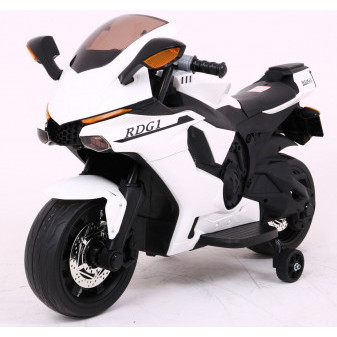 Motorka R1 superbike bílý s pomocnými koly vozítko na baterie