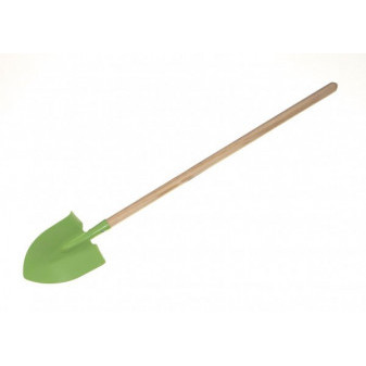 Rýč špičatý zelený s násadou kov dřevo 80 cm