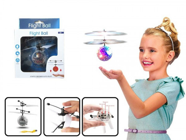 Alltoys Vrtulníková koule s LED krystaly na ovládání dlaní