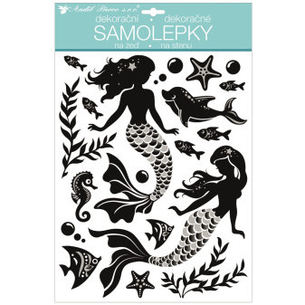 Anděl Samolepka na zeď s glitry 28 x 42 cm, mořské panny