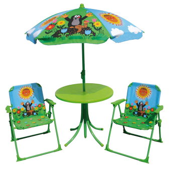 Zahradní set Krtek stoleček se slunečníkem a 2 židličky