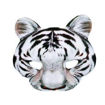Obličejová maska škraboška bílý tygr dětská látková