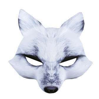 Obličejová maska škraboška bílá liška dětská látková