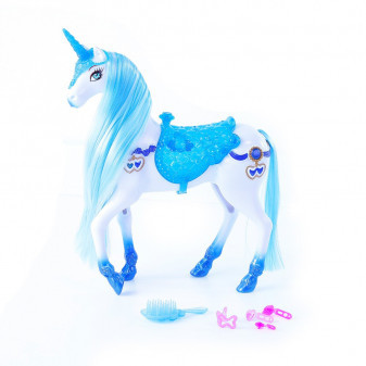 Česací modro-bílý kůň se zvukem a světlem