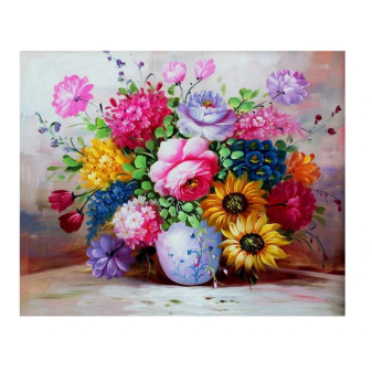Diamantové malování - Květiny ve váze 40 x 30 cm