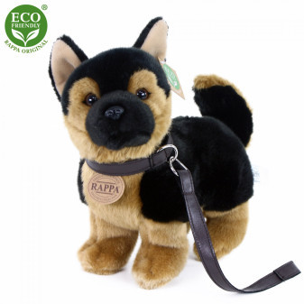 Plyšový pes německý ovčák s vodítkem stojící 23 cm ECO-FRIENDLY