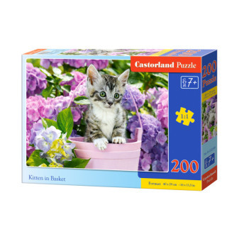 Castorland 222209 Puzzle Castorland 200 dílků premium - Kotě v košíku
