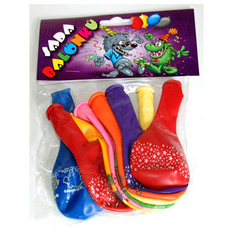 Sada nafukovacích balónků Různobarevné s potiskem 9ks v balení