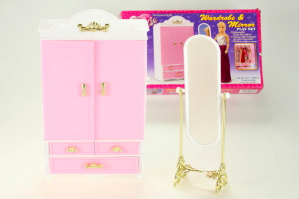 Glorie šatní skříň a zrcadlo pro panenky typu Barbie
