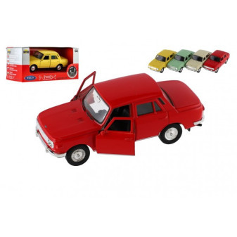 Auto Welly Wartburg 353 kov plast 12cm 4 barvy na volný chod v krabičce 15x7x6,5cm