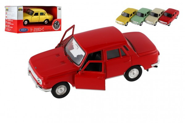 Auto Welly Wartburg 353 kov plast 12cm 4 barvy na volný chod v krabičce 15x7x6,5cm