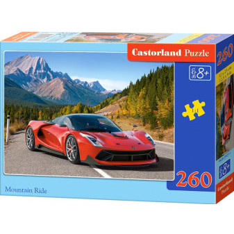 Castorland 27477 puzzle Červené auto v horách 260 dílků