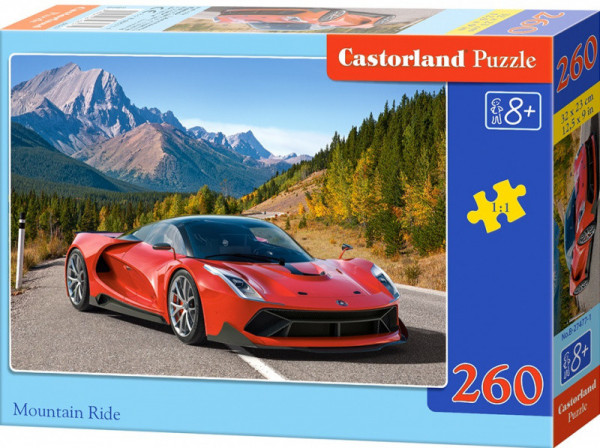 Castorland 27477 puzzle Červené auto v horách 260 dílků
