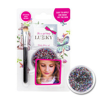 Lukky třpytivý tělový gel se štětcem, barevný mix