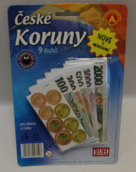 PEXI České koruny - dětské peníze do hry 9 druhů