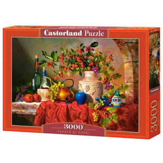 Castorland 300570 Puzzle Castorland 3000 dílků - Tavola di Capri (Zátiší s vínem)