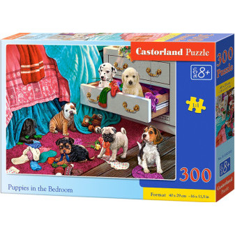 Castorland 30392 Puzzle 300 dílků - Štěňata v ložnici