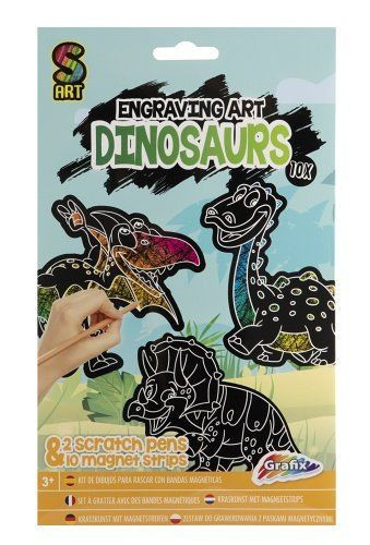 Vyškrabávací obrázky s magnety třpytivé a duhové - dinosauři
