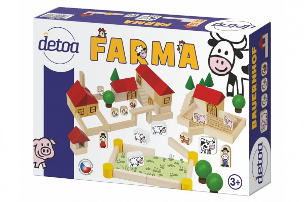 Detoa Farma stavebnice dřevo 100ks v krabici 30x20x6cm